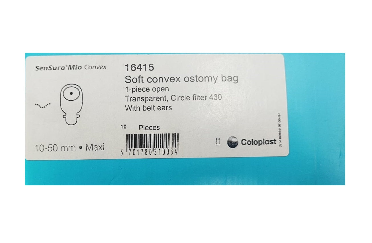 Coloplast Sensura Mio Soft Convex 1-Piece Transparent Ostomy Bag Maxi 10-50mm 16415 pack of 10