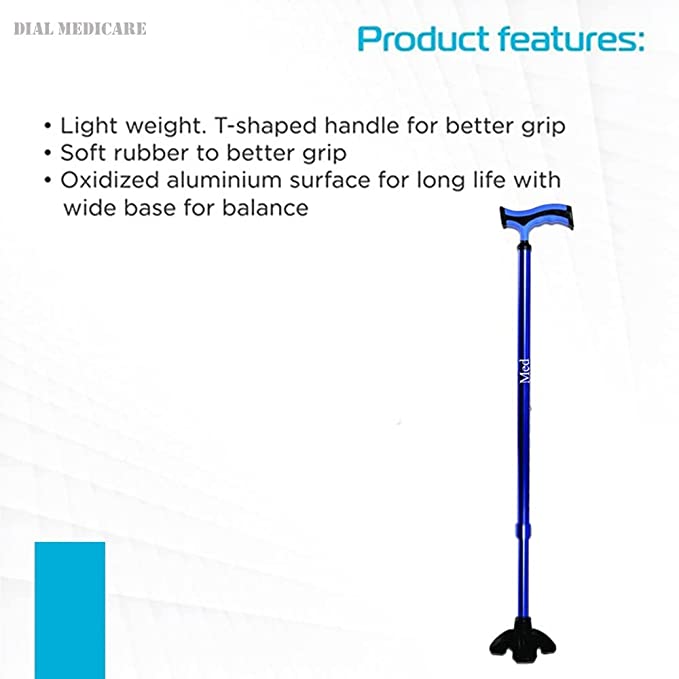 Med T shape Aluminum stick with big shoe Walking Stick