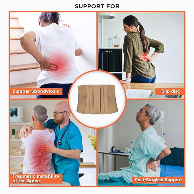 Vissco Sacro Lumbar Belt (Mild Support), Back Support for the Lumbar Spine, Pain Solution for Back and Abdomen - XXL (Beige)