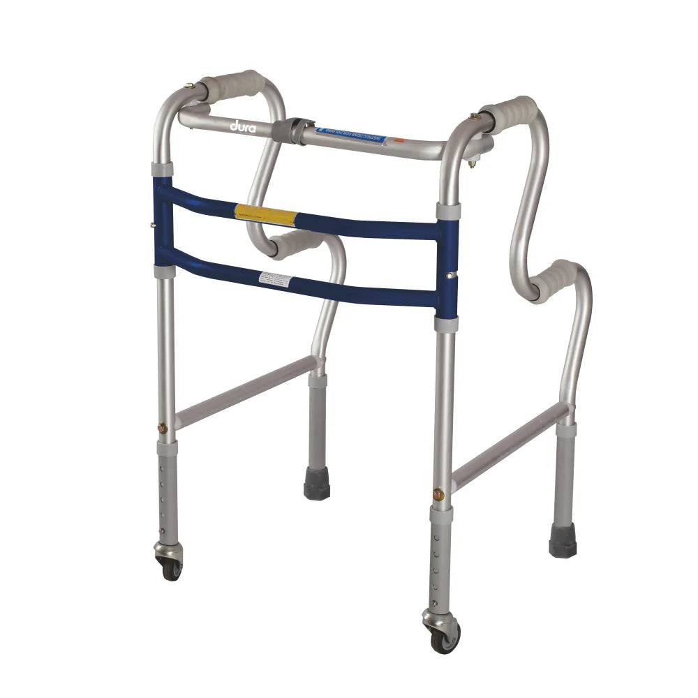 Dura Step Walker (Aluminium) with Wheel | Foldable Walking Aid | Adjustable Height | Light Weight (Grey)