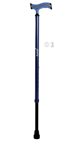 Avanti Plus - T Shape Aluminum Stick | Lightweight Walking Stick | Adjustable Height |Wide Base for Balance (Blue)