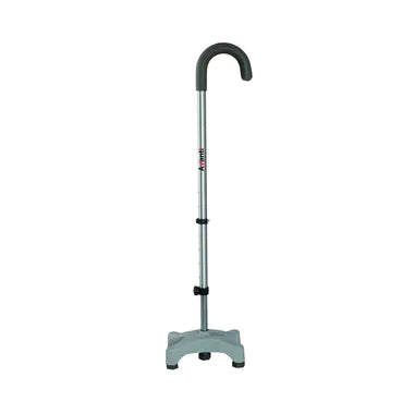 Vissco Avanti U Shape Quadripod Stick | Walkig Stick with Adjustable Height | Light Weight | 4 Legged Base (Grey)